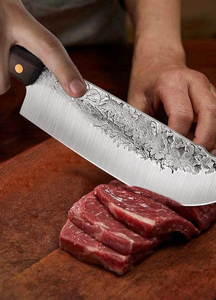 DRAGON RIOT Hand Forged Butcher Knife Cleaver 7.5 Inch High Carbon Steel Meat and Vegetable Cleaver Knife Full Tang Sharp Chef Knife for Kitchen Camping and BBQ