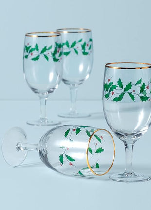 Lenox 849606 Holiday 4-Piece Iced Beverage Glass Set, Christmas Dinnerware, Hosting