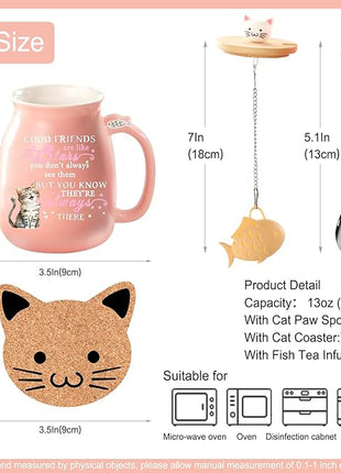 Friendship Gifts for Women Cat Mug Unique Birthday Gifts for Women Cute Stuff Kawaii Tea Cup Christmas Gift Bestie Friend Gift For Woman Cat Lovers hemed Gifts for BFF Coworker Sister