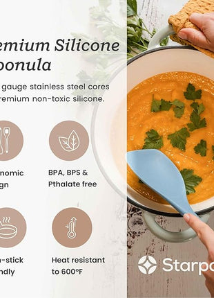 Starpack 'The All Rounder' XL Premium Silicone Spoonula Spatulas - Up to 600°F Heat Resistant Spatula Spoons - Best Silicone Spoonulas - Rubber Spatula Spoons - Kitchen Spoon Spatulas for Cooking