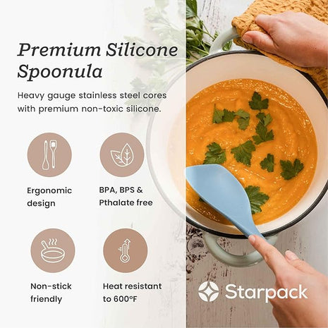 Starpack 'The All Rounder' XL Premium Silicone Spoonula Spatulas - Up to 600°F Heat Resistant Spatula Spoons - Best Silicone Spoonulas - Rubber Spatula Spoons - Kitchen Spoon Spatulas for Cooking