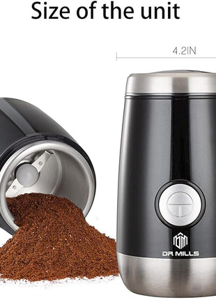 DR MILLS DM-7445 Coffee Grinder Electric,Spice and Herb Grinder, Blade & Cup Made with SUS304 Stainless Steel Food Grinders Electric