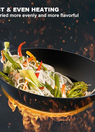 imarku NonStick Wok Pan, 12.5 inch Woks & Stir-Fry Pans Nonstick, Cast Iron Wok with Detachable Handle, Easy Clean Nonstick Frying Pan, Compatible with All Cooktops, Best Gifts for Women/Men