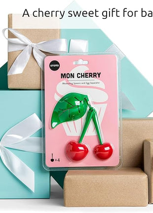 OTOTO Measuring Cups Set - Teaspoons for Dry & Liquid Ingredients, BPA-free & Dishwasher Safe, Funny Gifts, Baking Accessories, Unique Kitchen Gadgets (Mon Cherry)