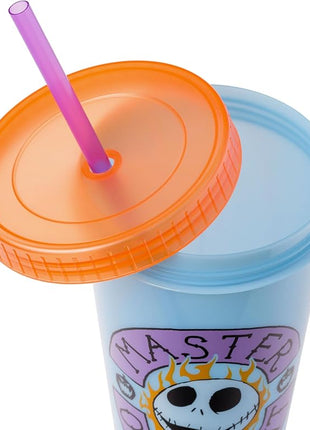 Silver Buffalo Disney The Nightmare Before Christmas 4 Pack Color Change Plastic Tumblers Featuring Jack Skellington, Sally, Oogie Boogie, and Zero, 24 Ounces