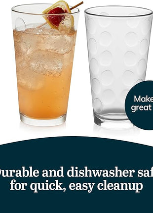 Libbey Reno Patterned Tumbler Glasses, 16-ounce, Set of 8