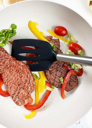 3Pcs Silicone Spatula Set Heat Resistant Spatulas for Nonstick Cookware Fish Turner Plastic Spatulas Rubber Wok Spatula, Long Large Spatula Silicone Cooking Use Kitchen Utensils Set