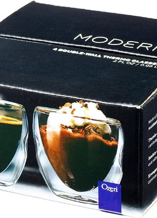 Ozeri Moderna Artisan Series Double Wall Beverage and Espresso Shot Glasses, 2-Ounce, Set of 4