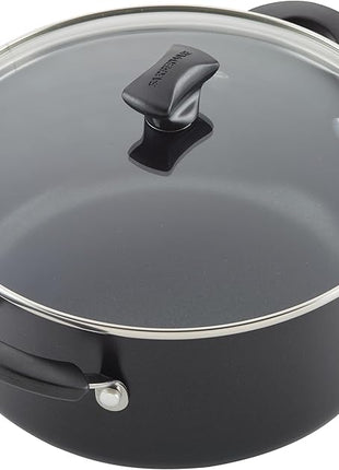 Farberware Cookstart DiamondMax Nonstick Cookware/Pots and Pans Set with Glass Lids, Dishwasher Safe, Includes Baking Pan and Kitchen Cooking Tools, 15 Piece - Black