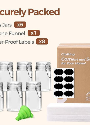 ComSaf Small Glass Jars with Airtight Lid Set of 6, Spice Jars 8 oz, Mason Jars 8 oz, Small Canning Jar, 8oz Jars with Lids for Kitchen, Jam, Jelly, Honey, Herb, Candy, Beans, Dessert, Sugar, Parfait