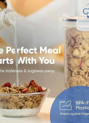 Cereal Containers Storage Set Large (4L,135.2 Oz), Airtight Food Storage Containers for Kitchen & Pantry Organization, Cereal Storage Container Set for Crunchiness, BPA Free Dispenser Keepers (4)