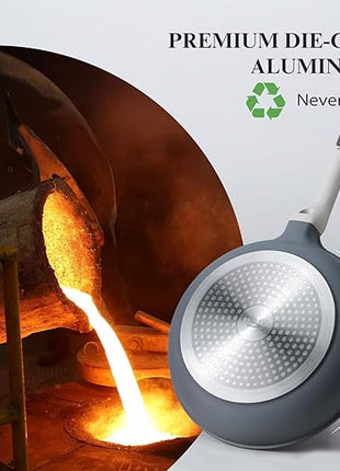 PRICUSIS Nonstick Ceramic Frying Pan, Skillet with Stay Cool Handle,Egg & Omelet & Chef's Pan, Induction Compatible & Oven Safe, Dishwasher Safe, PTFE PFAS & PFOA Free (8+10 Inch)