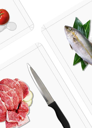WK Flexible Plastic Cutting Boards Mats with Lip, Foldable Cutting Board for Kitchen Set of 3, Clear Cutting Boards, Nonslip Cutting Mats Sheets, BPA Free, Dishwasher Safe