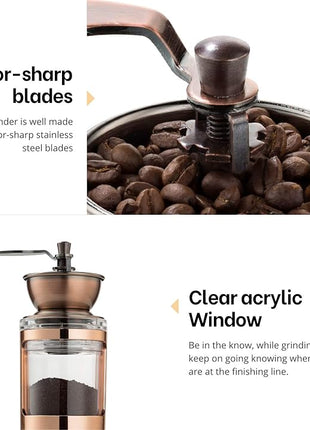 MITBAK Manual Coffee Grinder With Adjustable Settings| Sleek Hand Coffee Bean Burr Mill Great for French Press, Turkish, Espresso & More | Premium Coffee Gadgets are an Excellent For Coffee Lovers