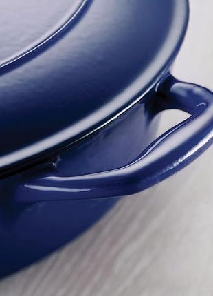 Tramontina Bestow Enameled Cast Iron Dutch Oven Pot with Lid, Round 5.5-quart, Blue
