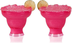 Host FREEZE Margarita Cocktail Glasses, Frozen Cup Double Wall Plastic Margarita Glasses Drinking Set Modern Drinking Glasses 12oz Punch Pink Set of 2 (Pack of 6)