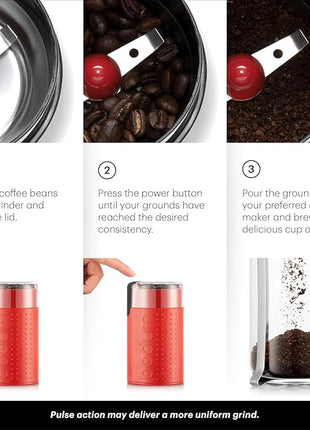 Bodum Bistro Electric Blade Coffee Grinder, Red