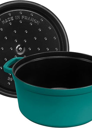 STAUB Cast Iron 7-qt Round Cocotte, Serves 7-8, Turquoise