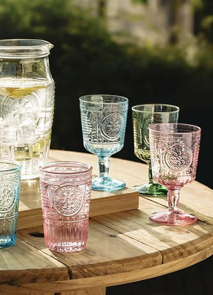 Bormioli Rocco Romantic Set Of 4 Tumbler Glasses, 11.5 Oz. Colored Crystal Glass, Pastel Green, Made In Italy.