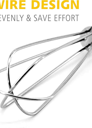 Anaeat Small Wire Whisk Set of 2, Portable Stainless Steel Kitchen Tiny Whisk & Egg Beater with Thick Wire - Sturdy Mini Mixing Balloon for Cooking, Blending, Whiping, Beating and Stirring (6" + 8")