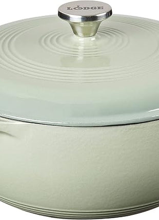 Lodge 6 Quart Enameled Cast Iron Dutch Oven with Lid – Dual Handles – Oven Safe up to 500° F or on Stovetop - Use to Marinate, Cook, Bake, Refrigerate and Serve – Desert Sage