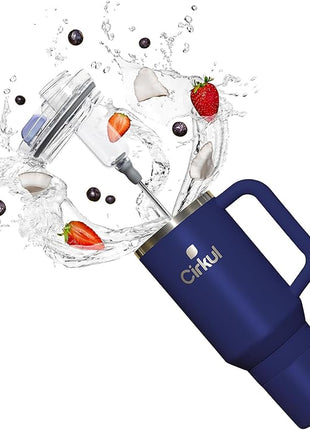 Cirkul 40oz. Midnight Blue Stainless Steel Tumbler with Handle, All-Day StrawSip™, Double-Wall Insulated