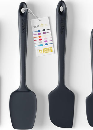 Silicone Spatula Set - 4-Piece Rubber Spatulas Silicone Heat Resistant 600°F for Everyday Task - Seamless Design Kitchen Spatulas for Nonstick Cookware - Black