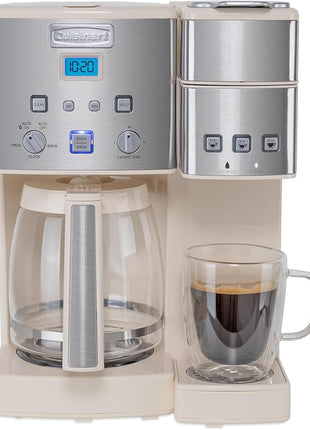 Cuisinart Single Serve + 12 Cup Coffee Maker, Offers 3-Sizes: 6-Ounces, 8-Ounces and 10-Ounces, Cream, SS-15P1CRM