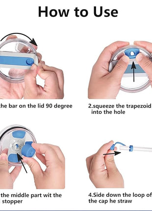 Silicone Spill Stopper Set Compatible with Stanley Cup 2.0 30oz & 40oz with Straw Cover (Set of 2, Azure)