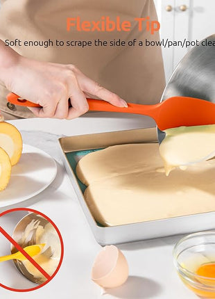 U-Taste Silicone Spatula Set: 600ºF High Heat Resistant, Seamless Food Grade Flexible Rubber Kitchen Cooking Mixing Baking Scraper for Nonstick Cookware Set of 3 (Orange)