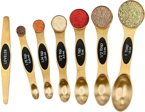 Magnetic Measuring Spoons Set Stainless Steel with Leveler, Stackable Metal Tablespoon Measure Spoon for Baking, Measuring Cups and Spoon Set Kitchen Gadgets Apartment Essentials Fits