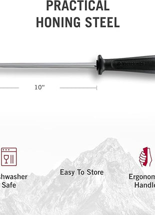 Victorinox Swiss Army Cutlery Swiss Classic Fibrox Honing Steel, 10-Inch, Multicolor (6.8002.US1)