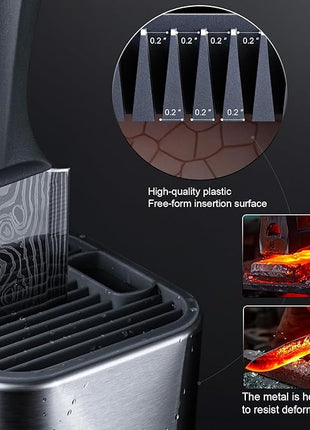 RAXCO 10-Piece Kitchen Knife Set | Stainless Steel Holder | Compact Design - Gray