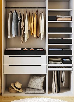 DIMJ Clothes Drawer Organizer, 12 Packs, Foldable Underwear Organizer for Baby Clothes, Tie, Bra, Sock (Black)