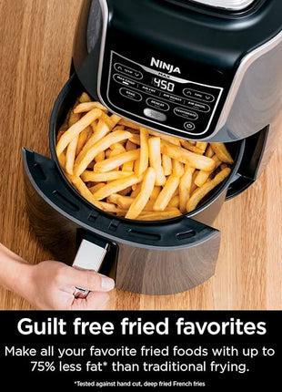 Ninja AF161 Max XL Air Fryer that Cooks, Crisps, Roasts, Bakes, Reheats and Dehydrates, with 5.5 Quart Capacity, and a High Gloss Finish, Grey
