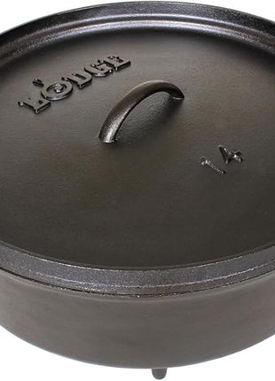 Lodge 6 Quart Pre-Seasoned Cast Iron Camp Dutch Oven with Lid - Dual Handles - Use in the Oven, on the Stove, on the Grill or over the Campfire - Black