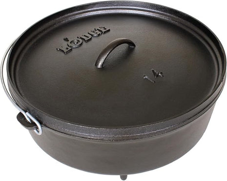 Lodge 6 Quart Pre-Seasoned Cast Iron Camp Dutch Oven with Lid - Dual Handles - Use in the Oven, on the Stove, on the Grill or over the Campfire - Black