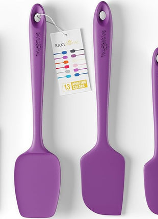 Silicone Spatula Set - 4-Piece Rubber Spatulas Silicone Heat Resistant 600°F for Everyday Task - Seamless Design Kitchen Spatulas for Nonstick Cookware - Purple