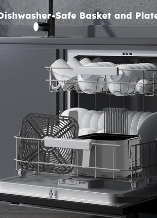 Nuwave Brio Plus 8 Qt Air Fryer, PFAS Free, New & Improved, Digital Touch Screen, Cool White Display, 50°F~400°F in Precise 5°, 5 Cook Functions, 100 Presets & 50 Memory, 3 Wattages 700, 1500, 1800