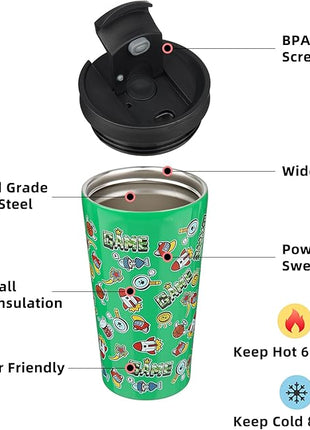 BJPKPK 18oz Stainless Steel Insulated Tumbler With lid And Straw Travel Coffee Thermal Tumblers Cup For Women And Men,Game