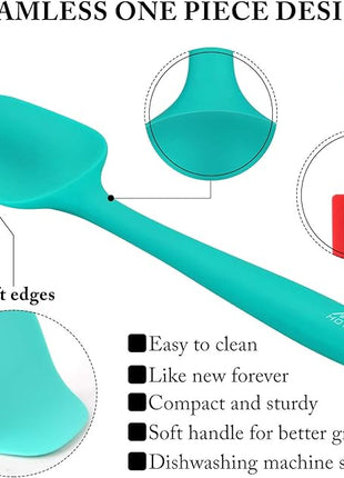 HOTEC Heat Resistant 600℉ Food Grade Silicone Rubber Spatula Set for Baking, Cooking, and Mixing Non Stick Dishwasher Safe BPA-Free Multicolor Set of 5