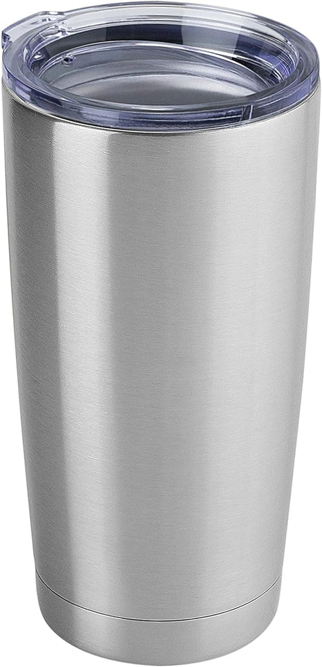 DOMICARE 20oz Stainless Steel Tumbler Bulk with Lid, Double Wall Vacuum Insulated Travel Mug, Powder Coated Coffee Cup, Stainless Steel, 1 Pack