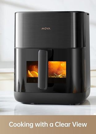 Mova FD10Pro Air Fryer, 6.3QT Large Digital Airfryer with Visible Window, 11 Preset Cooking Modes, Dual Heating System 122-450°F Precise Heat for Even Results, Non-Stick Baskets