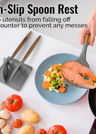 Zulay Silicone Utensil Rest - BPA-Free, Durable Spoon Rest with Drip Pad - Heat-Resistant Spoon Rest for Stove Top - Spoon Rest for Kitchen Counter - Kitchen Gadgets & Kitchen Utensils Holder - 2 Pack