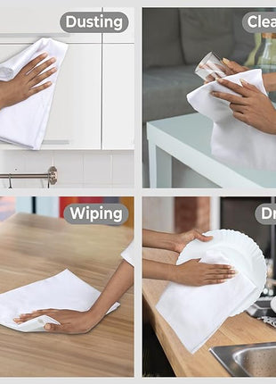 Urban Villa Flour Sack White Kitchen Towels 100% Cotton Highly Absorbent Dish Towels for Bread Proofing Baking Drying Dinnerware Glass Embroidery DIY Projects Zero Lint 27x27 Inches (4 Pack)