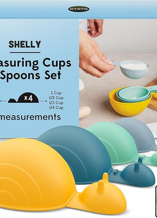 OTOTO Measuring Spoons Set - Teaspoons for Dry & Liquid Ingredients, BPA-free & Dishwasher Safe, Funny Gifts, Baking Accessories, Unique Kitchen Gadgets (Shelly)