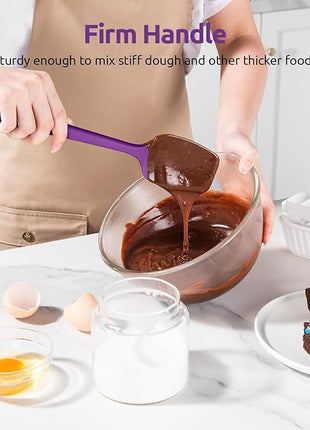 U-Taste Silicone Spoon Spatula Set, 600ºF High Heat Resistant Food Grade Flexible Rubber Scraper, Integrated Cooking Mixing Baking Kitchen Utensils Set of 3 for Nonstick Cookware (Purple)