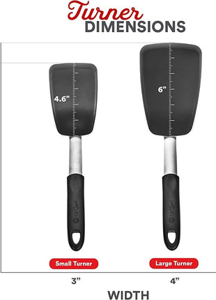 UpGood Silicone Turner Set 600ºF Heat Resistant - Large & Small Kitchen Spatulas with Tapered Edges & Flexible Stainless Steel - Cooking Utensil for Flipping Egg, Pancakes in Nonstick Cookware (2 Pcs)