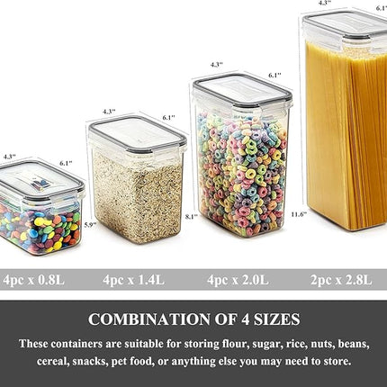 Wildone Airtight Food Storage Containers with Lids, 14PC Plastic Kitchen Storage Containers for Pantry Organization and Storage, Cereal, Flour and Sugar Containers, Include 20 Labels & Pen