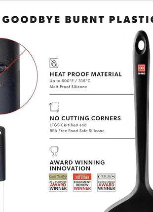 DI ORO Silicone Turner Spatula Set - Kitchen Spatulas for Nonstick Cookware - Cooking Utensils for Flipping Eggs & Pancakes - 600°F Heat-Resistant BPA Free Turners - Dishwasher Safe (4pc, Black)
